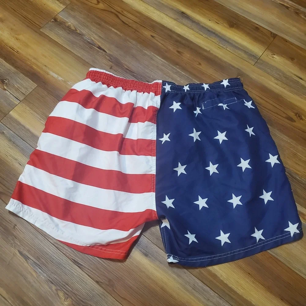 Exist Swim Mens 3XL American Flag Trunks Stars Stripes Patriotic Board Shorts